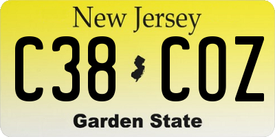NJ license plate C38COZ