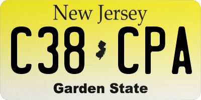 NJ license plate C38CPA