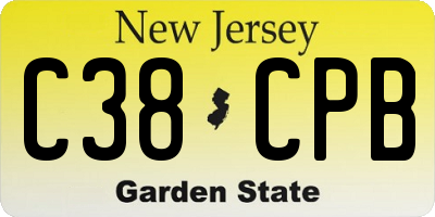 NJ license plate C38CPB