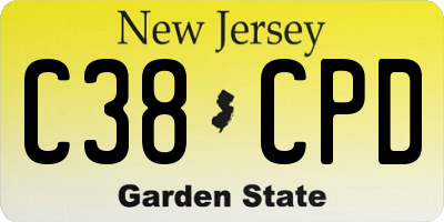 NJ license plate C38CPD