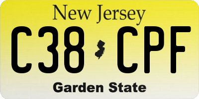 NJ license plate C38CPF
