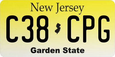 NJ license plate C38CPG