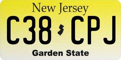 NJ license plate C38CPJ