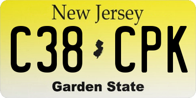 NJ license plate C38CPK