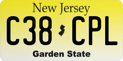NJ license plate C38CPL