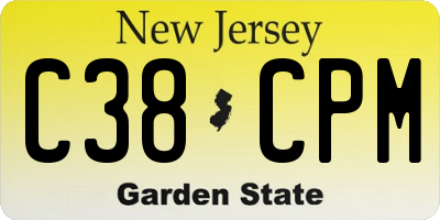 NJ license plate C38CPM