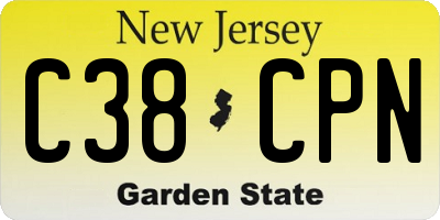 NJ license plate C38CPN