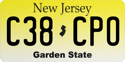 NJ license plate C38CPO