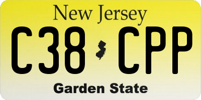 NJ license plate C38CPP