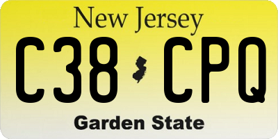 NJ license plate C38CPQ