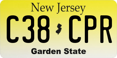 NJ license plate C38CPR