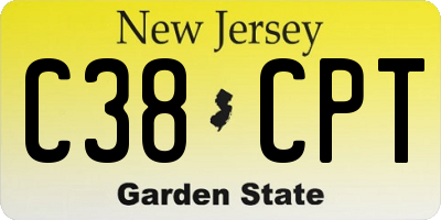 NJ license plate C38CPT
