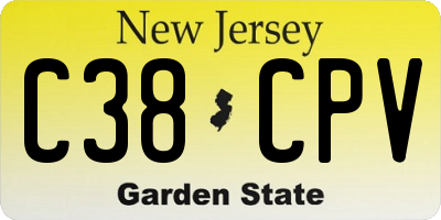 NJ license plate C38CPV