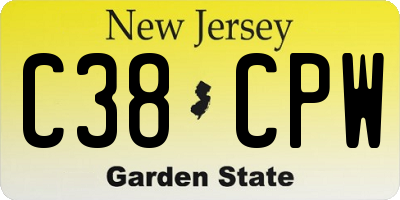 NJ license plate C38CPW