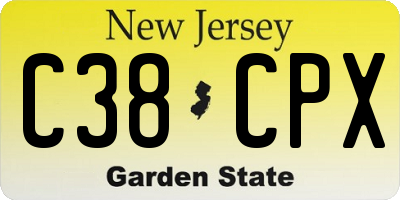 NJ license plate C38CPX