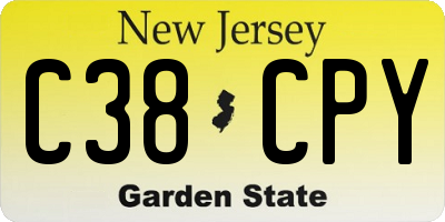 NJ license plate C38CPY