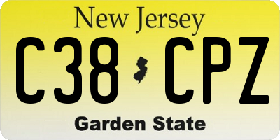 NJ license plate C38CPZ