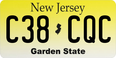 NJ license plate C38CQC