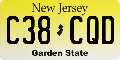 NJ license plate C38CQD