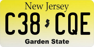 NJ license plate C38CQE
