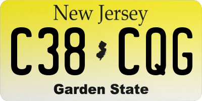 NJ license plate C38CQG