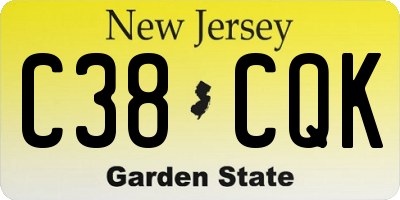 NJ license plate C38CQK