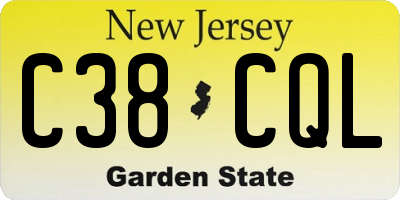 NJ license plate C38CQL