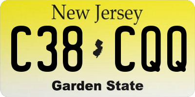 NJ license plate C38CQQ