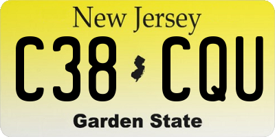 NJ license plate C38CQU