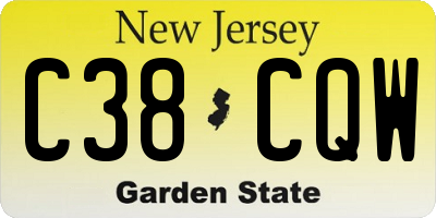 NJ license plate C38CQW