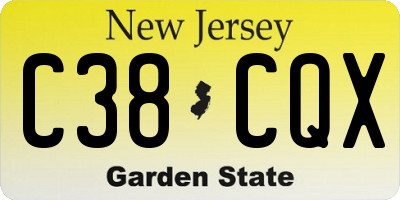 NJ license plate C38CQX