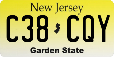 NJ license plate C38CQY