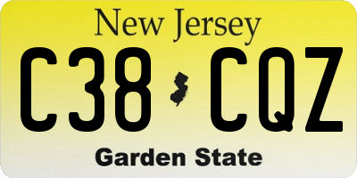 NJ license plate C38CQZ