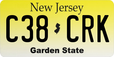 NJ license plate C38CRK