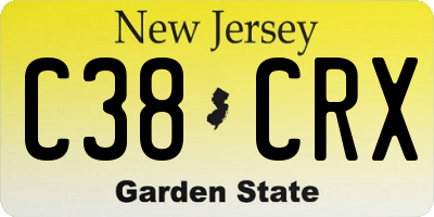 NJ license plate C38CRX