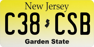 NJ license plate C38CSB