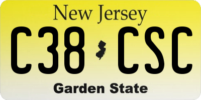 NJ license plate C38CSC