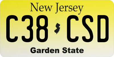 NJ license plate C38CSD