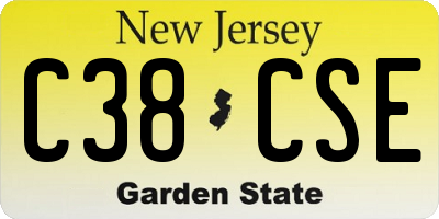 NJ license plate C38CSE