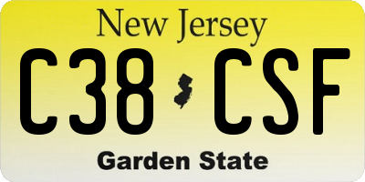 NJ license plate C38CSF