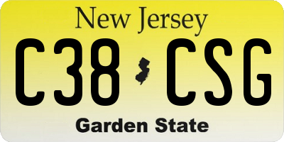 NJ license plate C38CSG