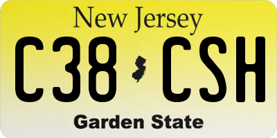 NJ license plate C38CSH