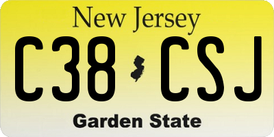 NJ license plate C38CSJ