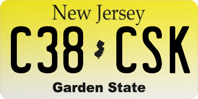 NJ license plate C38CSK