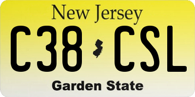 NJ license plate C38CSL