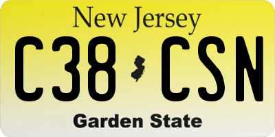 NJ license plate C38CSN