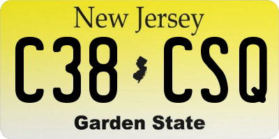 NJ license plate C38CSQ