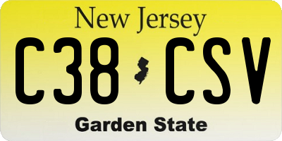 NJ license plate C38CSV