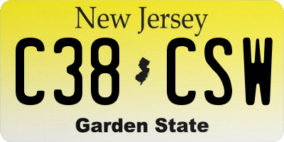 NJ license plate C38CSW