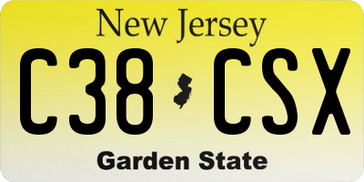 NJ license plate C38CSX